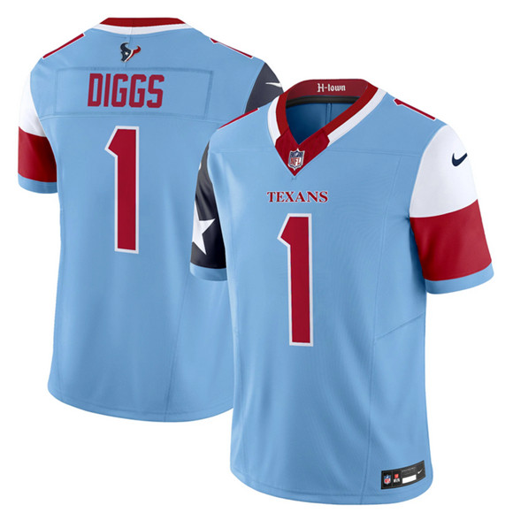 Men's Houston Texans #1 Stefon Diggs Blue 2024 F.U.S.E. V5 Limited Stitched Football Jersey